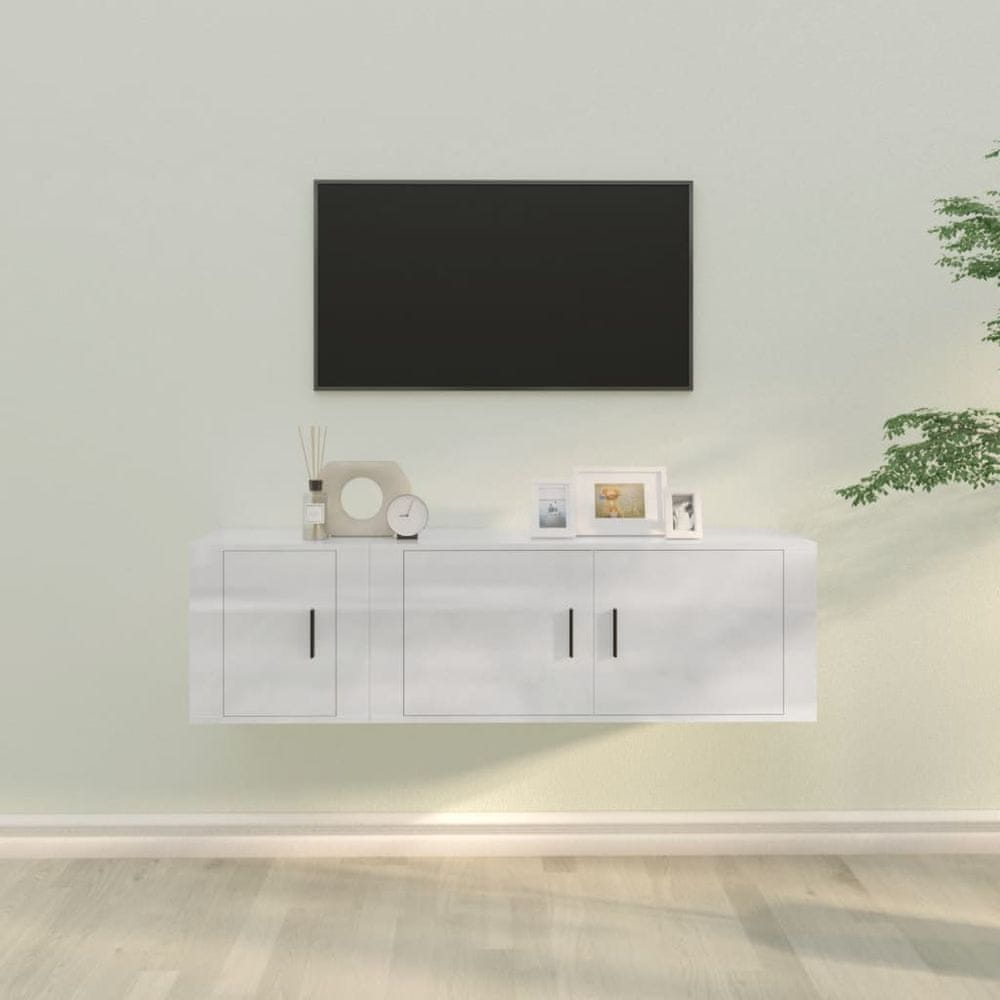 Vidaxl 2-dielna súprava TV skriniek lesklá biela kompozitné drevo